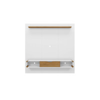 Manhattan Comfort 247BMC62 Camberly 62.36 Floating Entertainment Center with 3 Shelves and Overhead Décor Shelf in  White and Cinnamon